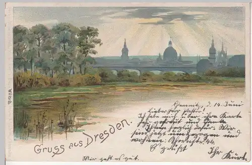 (113232) Künstler AK Gruß aus Dresden, Altstadt 1899