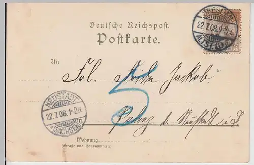 (113229) Künstler AK Kley, Gruß aus Dresden, Litho., Frauenkirche, gel. 1908