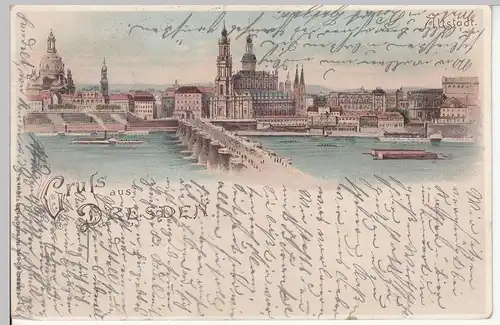 (113226) Künstler AK Gruß aus Dresden, Frauenkirche, Schloss, Altstadt 1901