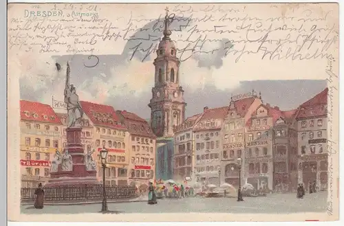 (113218) Künstler AK Dresden, Altmarkt, Germaniadenkmal, Kreuzkirche 1901