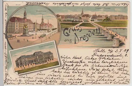 (113131) AK Gruss aus Dresden, Mehrbild Litho 1899