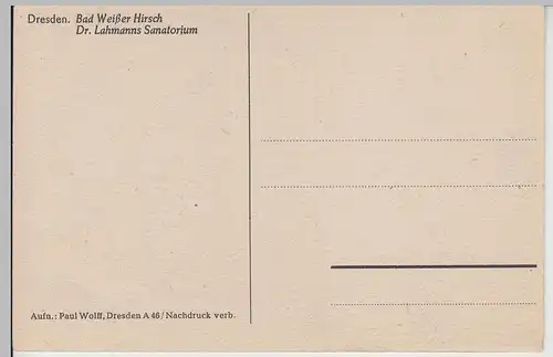 (112941) AK Dresden, Weißer Hirsch, Dr. Lahmanns Sanatorium 1920er