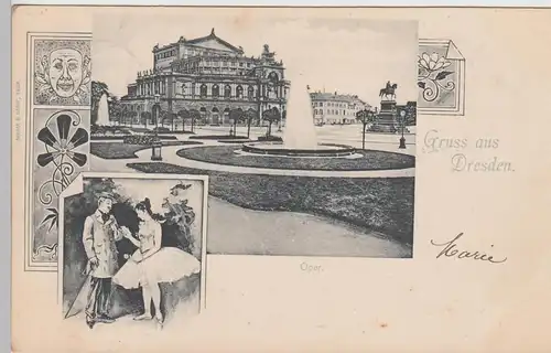 (111932) AK Gruss aus Dresden, Oper vor 1905