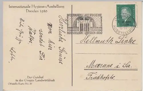 (110543) AK Dresden, Int. Hygiene-Ausstellung, Gutshof 1930