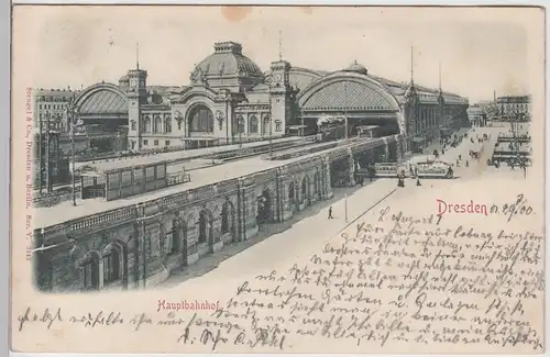 (109758) AK Dresden, Hauptbahnhof, Straßenbahn, Reliefkarte 1900