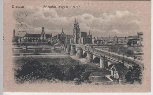 (106546) AK Dresden, Friedrich-August-Brücke, 1920