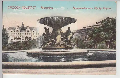 (106539) AK Dresden Neustadt, Monumentalbrunnen a.d. Albertplatz 1910