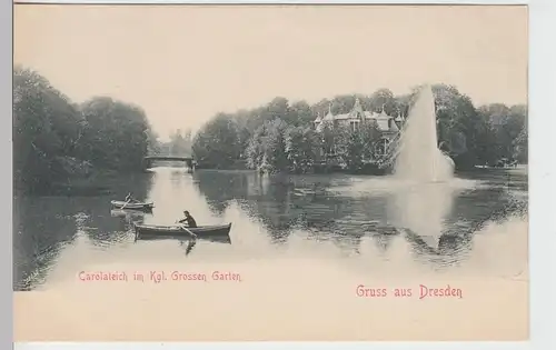 (103171) AK Gruss aus Dresden, Carolateich im Kgl. Grossen Garten um 1900