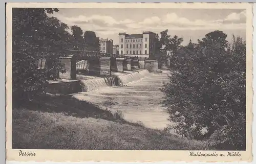(93233) AK Dessau, Muldenpartie mit Mühle 1937