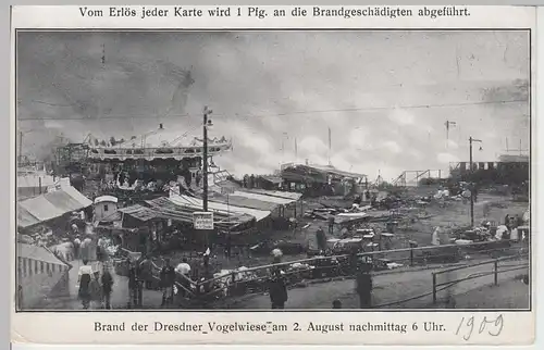 (105297) AK Dresden, Brand der Vogelwiese am 2. August 1909