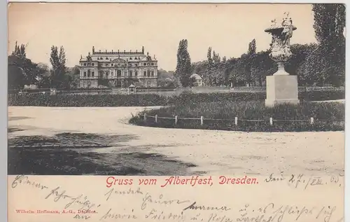 (105293) AK Dresden, Palais im Großen Garten, Gruss vom Albertfest 1905