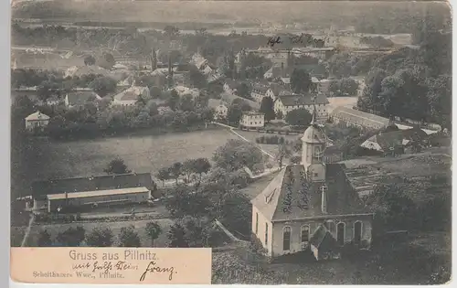 (105173) AK Gruß aus Pillnitz, Dresden, Ortsansicht mit Weinbergkirche, Gerüst a