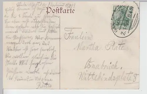 (95086) AK Dortmund, Kronenburg, Grotte, Schwanenteich, Bahnpost 1909