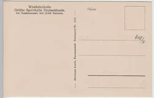 (74635) AK Dortmund, Westfalenhalle Inneres, vor 1945