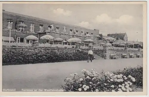 (115100) AK Dortmund, Terrasse an der Westfalenhalle, 1933