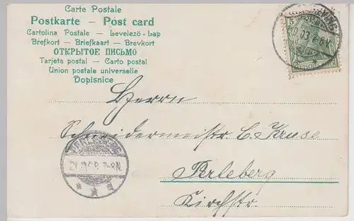 (112833) AK Gruss aus Dortmund, Kaiser Wilhelms-Hain (Eingang), Litho 1903