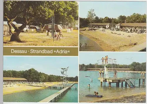 (96371) AK Dessau, Mehrbildkarte Strandbad Adria, 1987