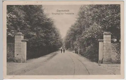 (80945) AK Darmstadt, Eingang zur Fasanerie, Feldpost 1918