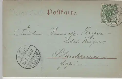 (79375) AK Darmstadt, Jagdschloss Kranichstein, Mondscheinkarte 1897