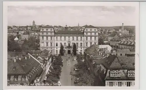 (74510) Foto AK Darmstadt, Blick auf Rheinstraße und Schloss