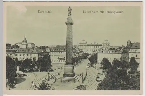 (65933) AK Darmstadt, Luisenplatz mit Ludwigssäule, vor 1945