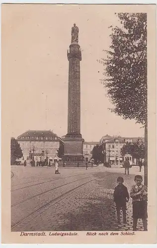 (54216) AK Darmstadt, Ludwigssäule, Blick nach dem Schloß, vor 1945