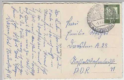 (26343) AK Darmstadt, Schloss, Sonderstempel 1962