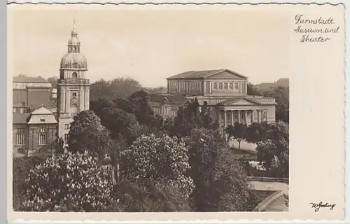 (20447) Foto AK Darmstadt, Museum, Theater, vor 1945