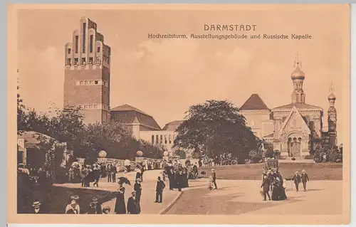 (115146) AK Darmstadt, Hochzeitsturm u. Russische Kapelle 1910er