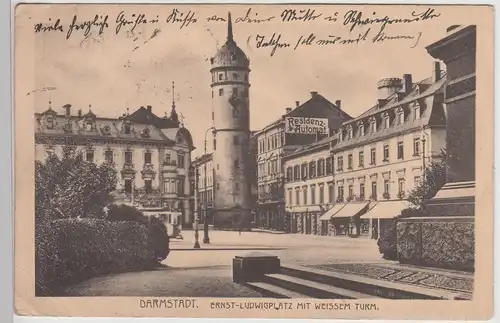(113995) AK Darmstadt, Ernst Ludwig Platz, Weißer Turm 1920