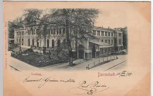 (113165) AK Darmstadt, Saalbau, Reliefkarte 1899