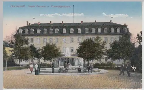 (108407) AK Darmstadt, Neuer Brunnen, Kanzleigebäude, vor 1945