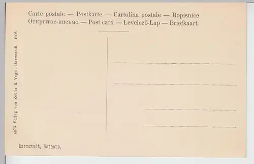 (107528) AK Darmstadt, Rathaus 1906