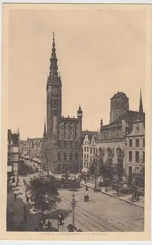 (36901) AK Danzig, Gdansk, Langemarkt mit Rathaus, vor 1945