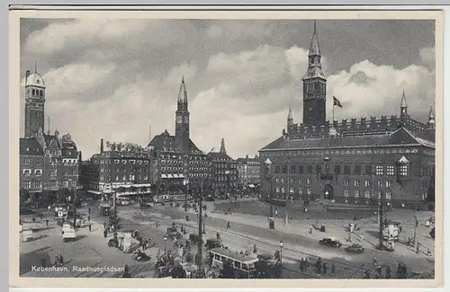 (38113) AK Kobenhavn, Kopenhagen, Rathausplatz, vor 1945