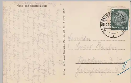 (92630) Foto AK Niederwiesa bei Chemnitz, Mehrbildkarte 1937