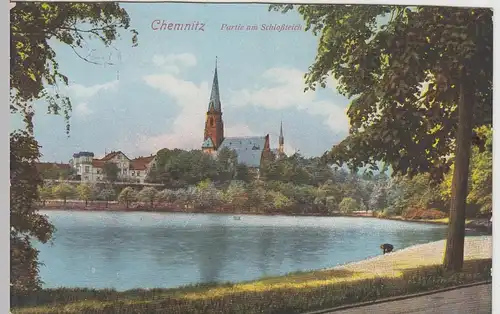 (90475) AK Chemnitz, Partie am Schlossteich, vor 1945