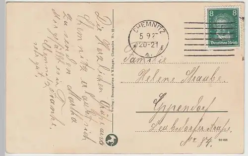 (88437) AK Chemnitz, Körnerdenkmal 1927