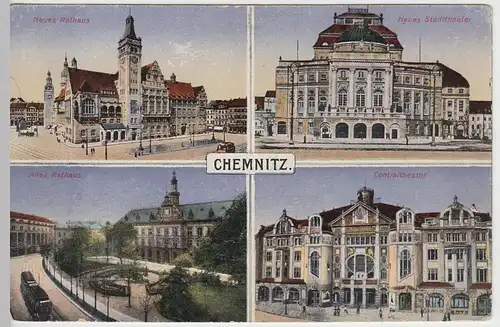 (43095) AK Chemnitz, Centraltheater, Altes Rathaus, Oper, vor 1945