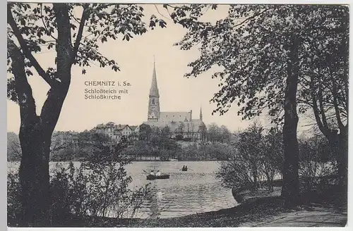 (41019) AK Chemnitz, Schlossteich m. Schlosskirche, 1910er