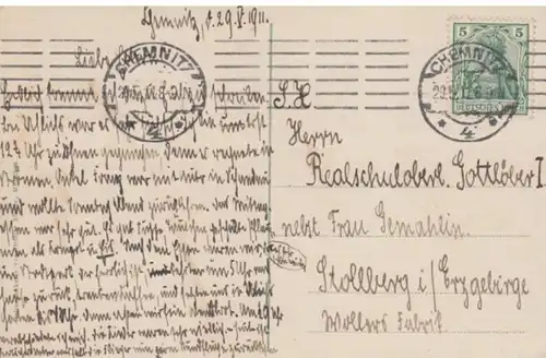 (1187) AK Chemnitz, Rathaus, Reklamemarke 1911