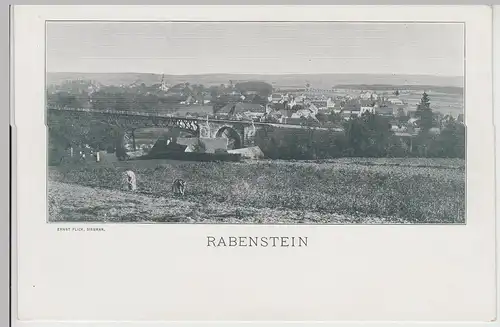 (115287) AK Chemnitz-Rabenstein, Panorama mit Eisenbahnbrücke um 1900