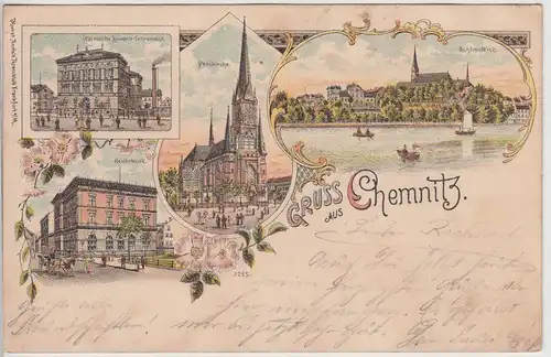 (114849) AK Gruss aus Chemnitz, Mehrbild Litho 1899