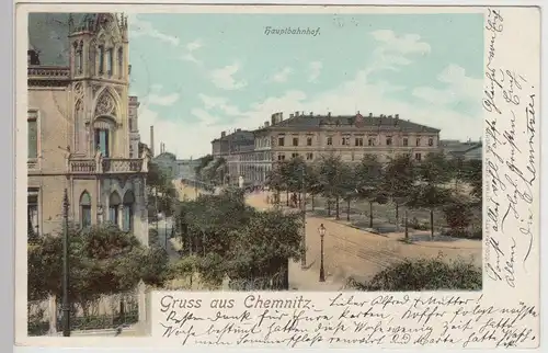 (114620) AK Gruss aus Chemnitz, Hauptbahnhof 1905