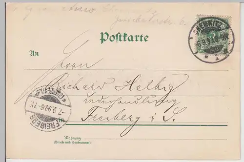 (112923) AK Gruss aus Chemnitz, Rathaus und Börse, 1899