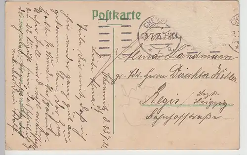 (111906) AK Chemnitz, Rathaus, Poststraße, Straßenbahn 1913