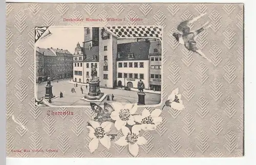 (110610) AK Chemnitz, Denkmäler Bismarck, Wilhelm I. u. Moltke, vor 1905