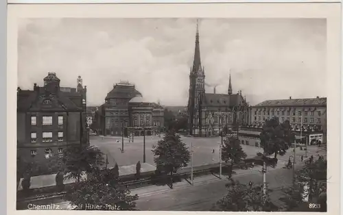 (108360) Foto AK Chemnitz, Theaterplatz, Oper, St. Petrikirche, König Albert Mus