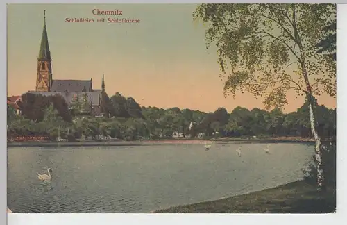 (105303) AK Chemnitz, Schlossteich mit Schlosskirche, 1910er