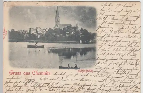 (105302) AK Gruss aus Chemnitz, Schlossteich, 1901